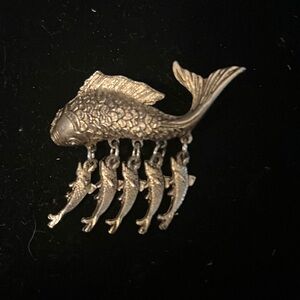 Vintage antique gold colored fish brooch